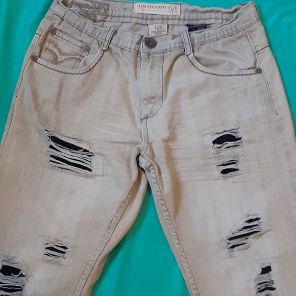 VINTAGE BRASS Tan , Distressed  JEANS, Size 32x32 - Picture 2 of 11